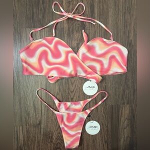 JMP Swim Pink Orange Swirl Bikini Set